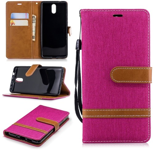 Tasche f�r Nokia 3.1 Jeans Cover Handy Schutz H�lle Case Pink