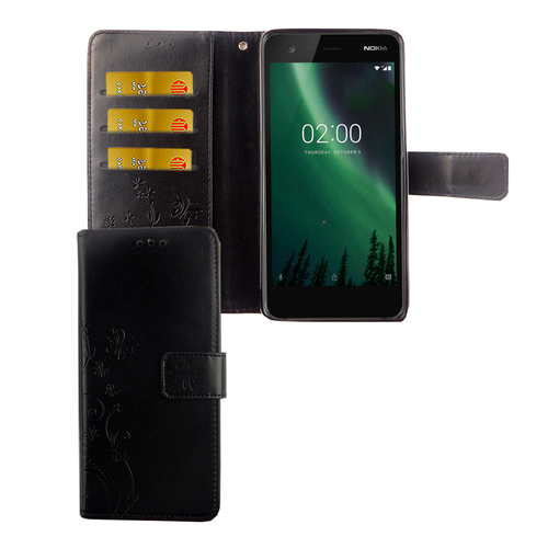 Handyh�lle f�r Nokia 2.1 / Nokia 2 2018 Tasche Wallet Schutz Cover Etuis Schwarz