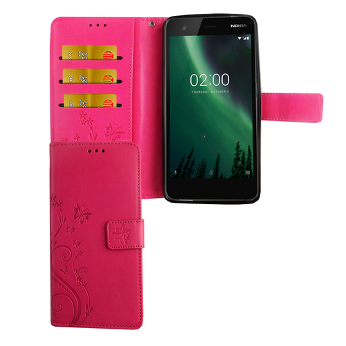 Handyh�lle f�r Nokia 2.1 / Nokia 2 2018 Tasche Wallet Schutz Cover Etuis Pink
