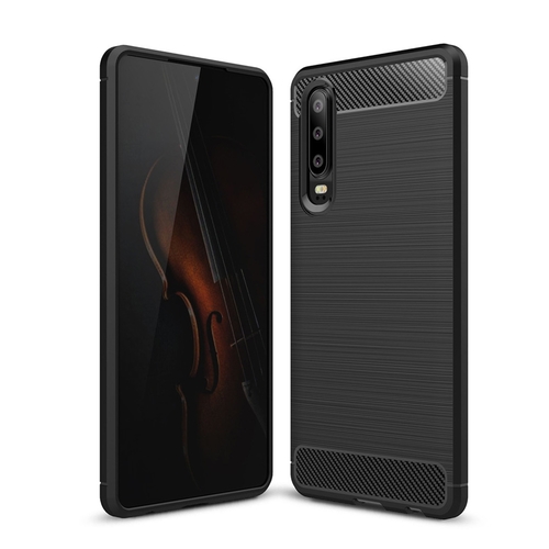 Huawei P30 TPU Case Carbon Fiber Optik Brushed Schutz H�lle Schwarz
