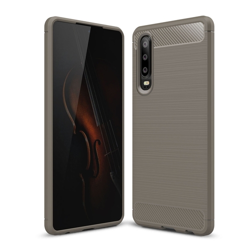 Huawei P30 TPU Case Carbon Fiber Optik Brushed Schutz H�lle Grau