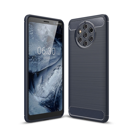 Nokia 9 Pure View TPU Case Carbon Fiber Optik Brushed Schutz H�lle Blau