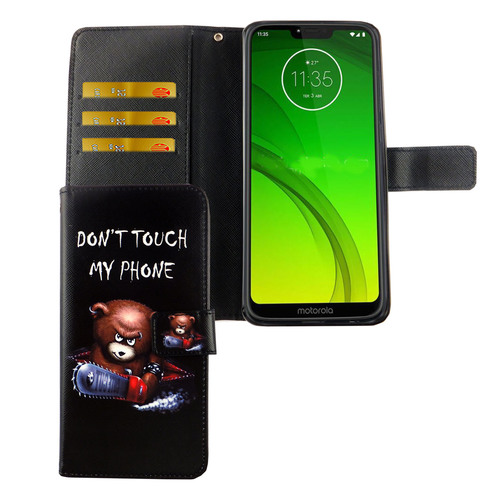 Motorola Moto G7 Tasche Handy H�lle Schutz-Cover Flip-Case mit Kartenfach Dont touch my phone