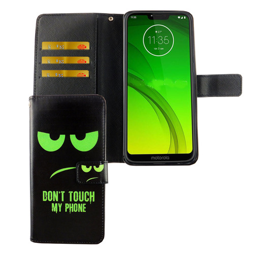 Motorola Moto G7 Tasche Handy H�lle Schutz-Cover Flip-Case mit Kartenfach Dont touch my phone