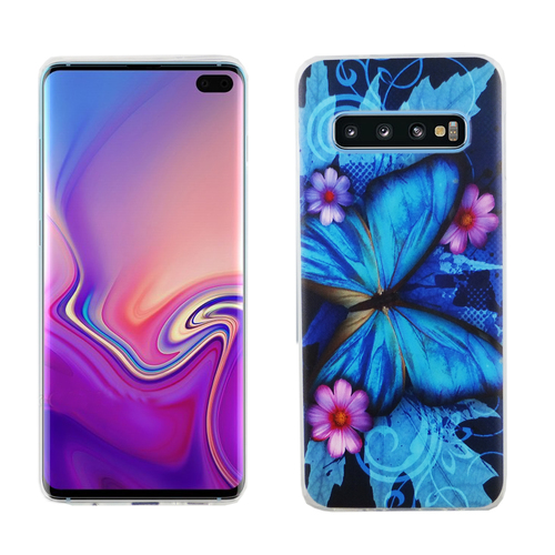 Samsung Galaxy S10 Plus K�nig Design Handy H�lle Schutz-Case Cover Bumper Schmetterling Blau