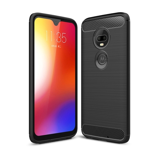 Motorola Moto G7 TPU Case Carbon Fiber Optik Brushed Schutz H�lle Schwarz