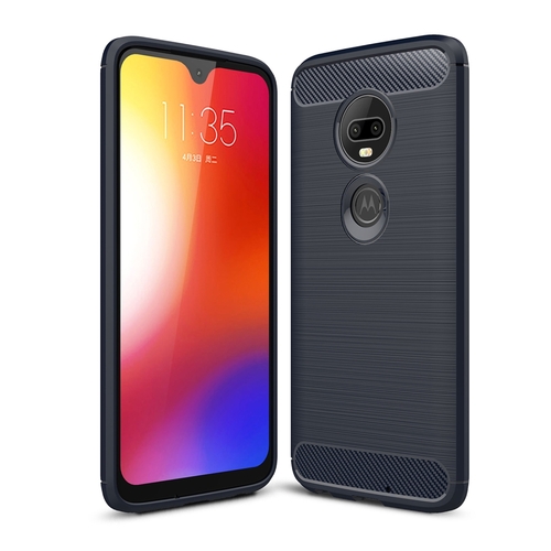 Motorola Moto G7 TPU Case Carbon Fiber Optik Brushed Schutz H�lle Blau