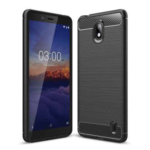 Nokia 1 Plus TPU Case Carbon Fiber Optik Brushed Schutz H�lle Grau