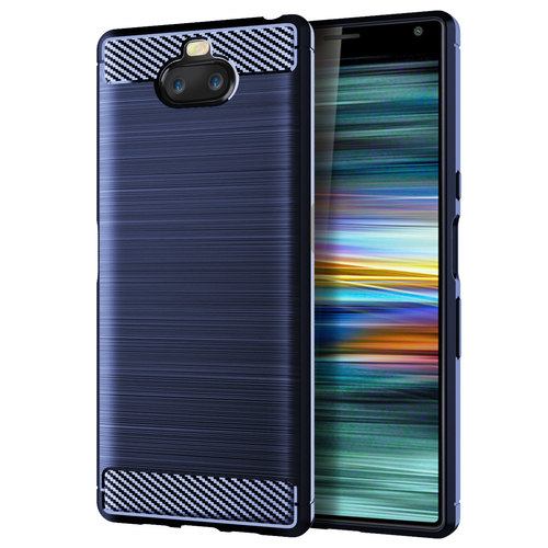 Sony Xperia 8 TPU Case Carbon Fiber Optik Brushed Schutz H�lle Blau