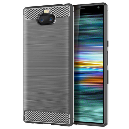 Sony Xperia 8 TPU Case Carbon Fiber Optik Brushed Schutz H�lle Grau