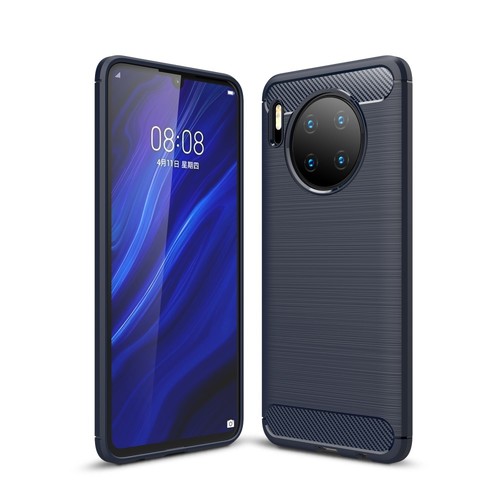 Huawei Mate 30 TPU Case Carbon Fiber Optik Brushed Schutz H�lle Blau