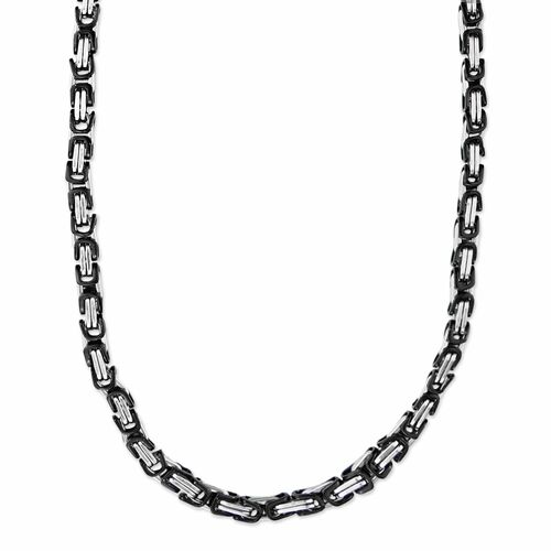 6 mm K�nigskette Armband Herrenkette M�nner Kette Halskette, 65 cm Silber / Schwarz Edelstahl Ketten 