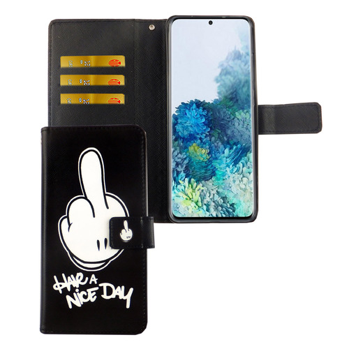 Samsung Galaxy S20 Plus Tasche Handy H�lle Schutz-Cover Flip-Case mit Kartenfach Have a nice day