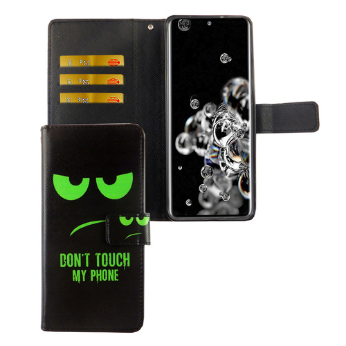 Samsung Galaxy S20 Ultra Tasche Handy H�lle Schutz-Cover Flip-Case mit Kartenfach Dont touch my phone
