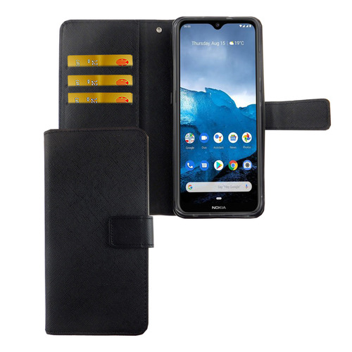 Nokia 6.2 Tasche Handy H�lle Schutz-Cover Flip-Case mit Kartenfach Schwarz