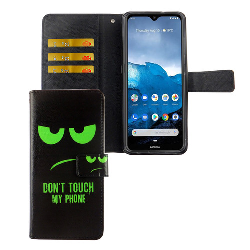 Nokia 6.2 Tasche Handy H�lle Schutz-Cover Flip-Case mit Kartenfach Dont touch my phone