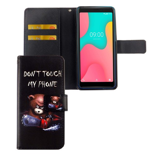 Wiko Y60 Tasche Handy H�lle Schutz-Cover Flip-Case mit Kartenfach Dont touch my phone
