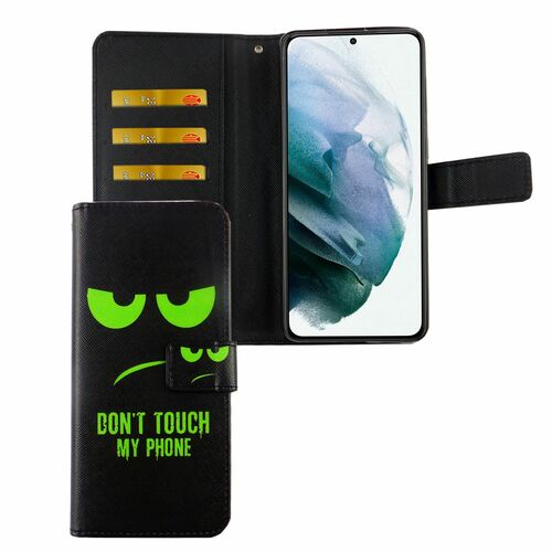 Samsung Galaxy S21 Plus Tasche Handy H�lle Schutz-Cover Flip-Case mit Kartenfach Dont touch my phone