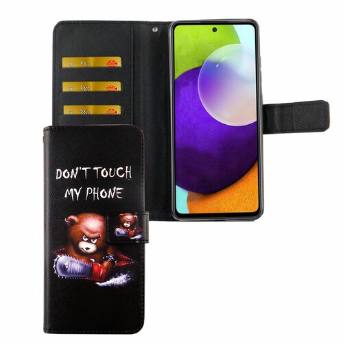 Samsung Galaxy A72 5G Tasche Handy H�lle Schutz-Cover Flip-Case mit Kartenfach Dont touch my phone