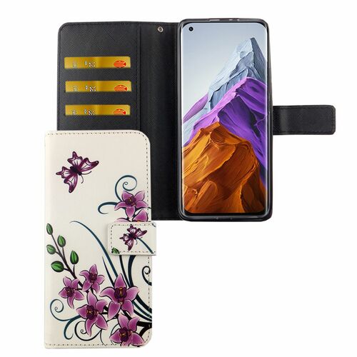 Xiaomi Mi 11 Tasche Handy H�lle Schutz-Cover Flip-Case mit Kartenfach Lotusblume