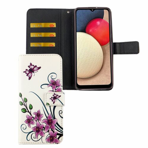Samsung Galaxy A02s Tasche Handy H�lle Schutz-Cover Flip-Case mit Kartenfach Schwarz