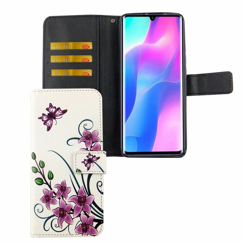Xiaomi Mi Note 10 Lite Tasche Handy H�lle Schutz-Cover Flip-Case mit Kartenfach Lotusblume