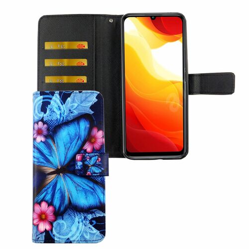 Xiaomi Mi 10 Lite 5G Tasche Handy H�lle Schutz-Cover Flip-Case mit Kartenfach Blauer Schmetterling