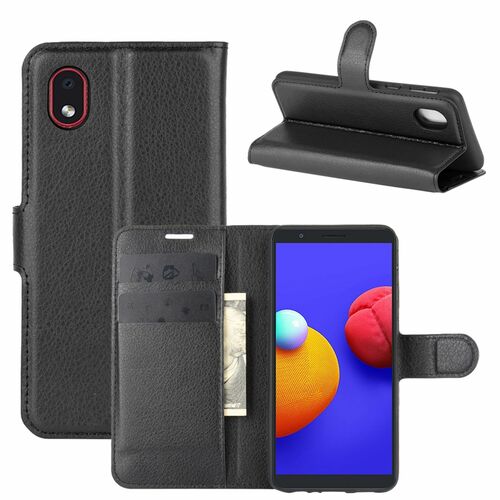 Samsung Galaxy A01 Core Tasche Handy H�lle Schutz-Cover Flip-Case mit Kartenfach Schwarz