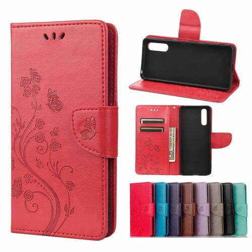 Sony Xperia 10 III Tasche Handy H�lle Schutz-Cover Flip-Case mit Kartenfach Rot