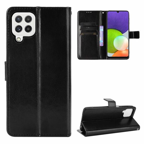 Samsung Galaxy A22 4G Tasche Handy H�lle Schutz-Cover Flip-Case mit Kartenfach Schwarz