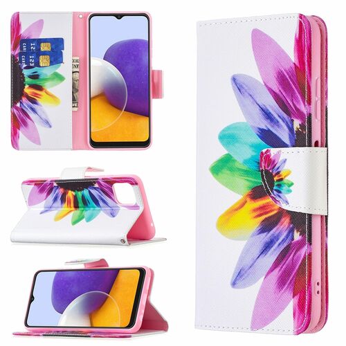 Samsung Galaxy A22 5G Tasche Handy Hlle Schutz-Cover Flip-Case mit Kartenfach Mehrfarbig