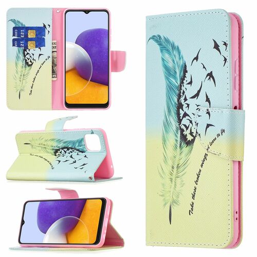 Samsung Galaxy A22 5G Tasche Handy H�lle Schutz-Cover Flip-Case mit Kartenfach Mehrfarbig