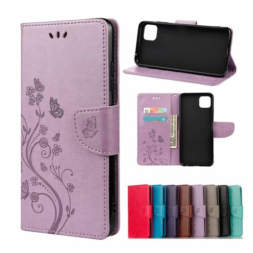 Samsung Galaxy A22 5G Tasche Handy H�lle Schutz-Cover Flip-Case mit Kartenfach Violett