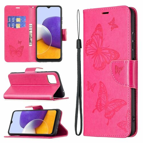Samsung Galaxy A22 5G Tasche Handy H�lle Schutz-Cover Flip-Case mit Kartenfach Rosa