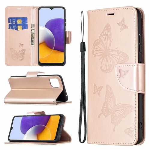 Samsung Galaxy A22 5G Tasche Handy H�lle Schutz-Cover Flip-Case mit Kartenfach Rosa