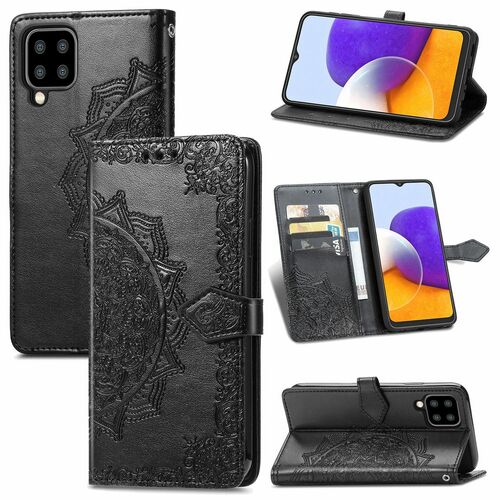Samsung Galaxy A22 5G Tasche Handy H�lle Schutz-Cover Flip-Case mit Kartenfach Schwarz