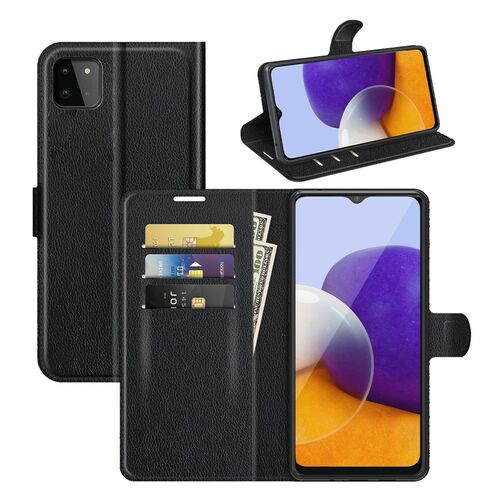 Samsung Galaxy A22 5G Handyh�lle Schutztasche Wallet Cover 360 Case Etuis Schwarz