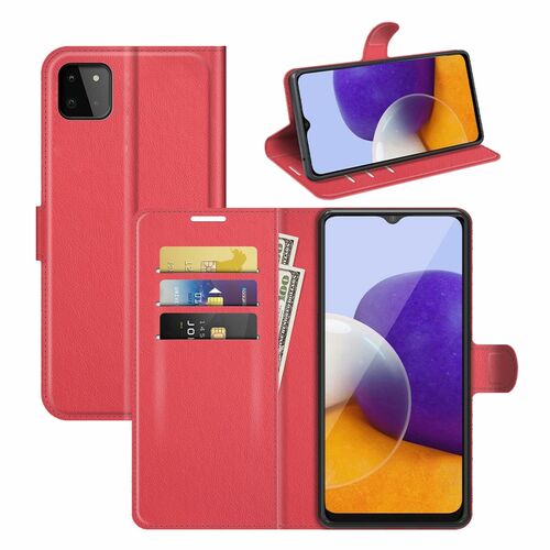 Samsung Galaxy A22 5G Handyh�lle Schutztasche Wallet Cover 360 Case Etuis Rot