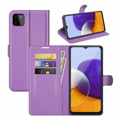 Samsung Galaxy A22 5G Handyh�lle Schutztasche Wallet Cover 360 Case Etuis Violett
