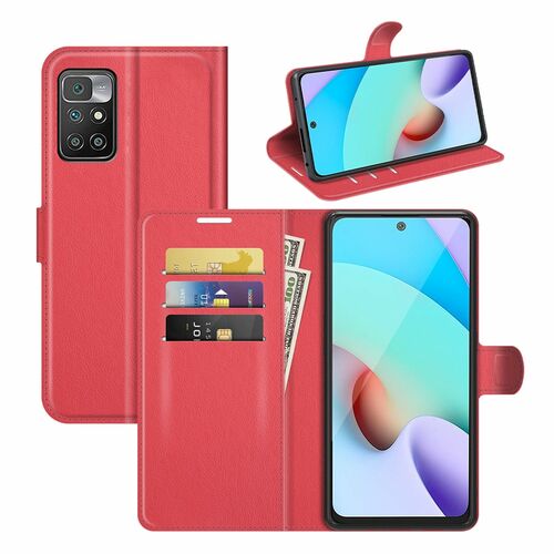 Xiaomi Redmi 10 Handyh�lle Schutztasche Wallet Cover 360 Case Etuis Rot