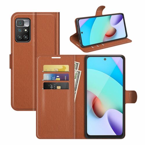 Xiaomi Redmi 10 Handyh�lle Schutztasche Wallet Cover 360 Case Etuis Braun