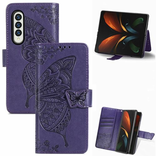 Samsung Galaxy Z Fold3 5G Handyh�lle Schutztasche Wallet Cover 360 Case Etuis Violett