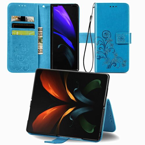 Samsung Galaxy Z Fold3 5G Handyh�lle Schutztasche Wallet Cover 360 Case Etuis Blau