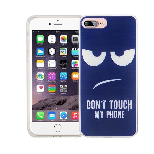 Handy H�lle f�r Apple iPhone 8 Plus Cover Case Schutz Tasche Motiv Slim Silikon TPU Dont Touch my Phone Blau