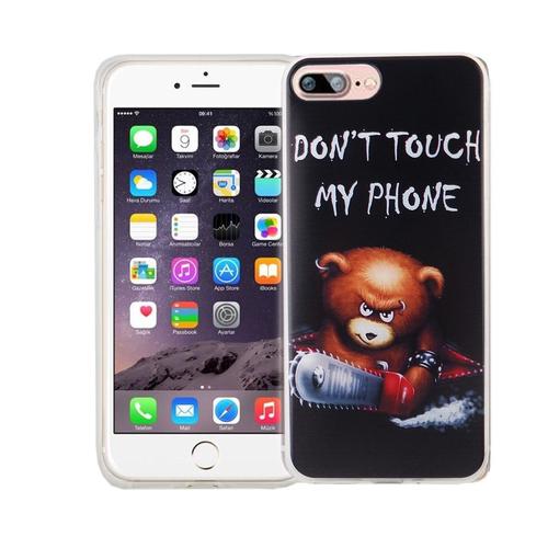 Handy H�lle f�r Apple iPhone 8 Plus Cover Case Schutz Tasche Motiv Slim Silikon TPU Schriftzug B�r mit Kettens�ge