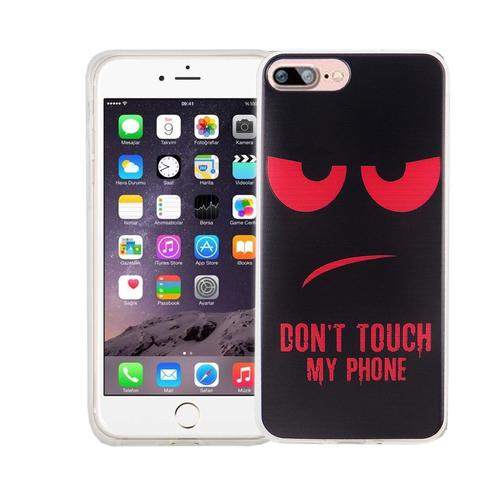 Handy H�lle f�r Apple iPhone 8 Plus Cover Case Schutz Tasche Motiv Slim Silikon TPU Dont Touch my Phone Rot
