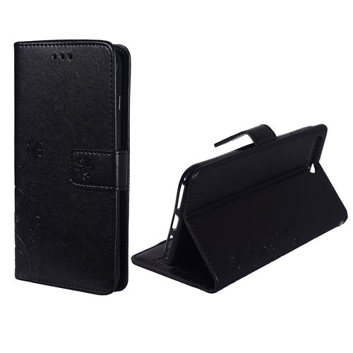 Schutz H�lle Blumen f�r Handy Apple iPhone 8 Plus Schwarz