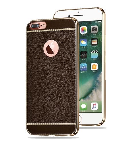 Handy H�lle f�r Apple iPhone 8 Plus Schutz Case Tasche Bumper Kunstleder Braun