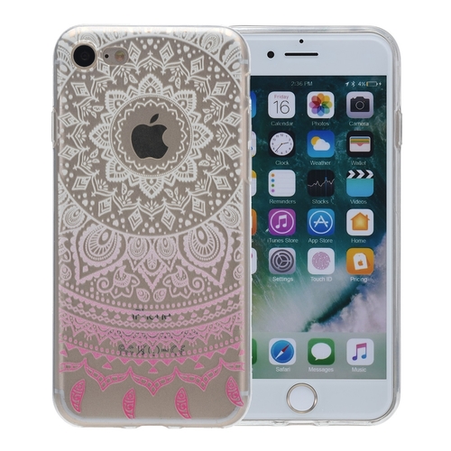 Henna Cover f�r Apple iPhone 8 Plus Case Schutz H�lle Silikon Sonne Wei�