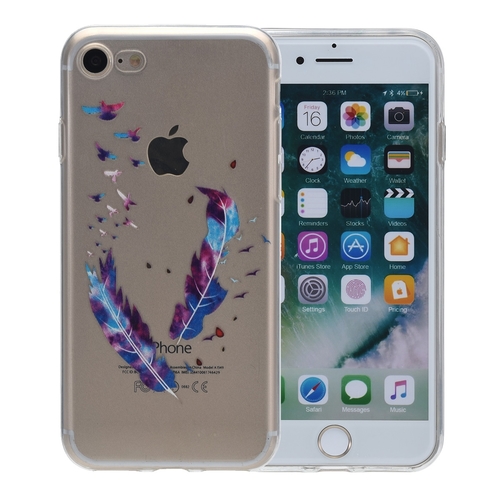 Henna Cover f�r Apple iPhone 8 Plus Case Schutz H�lle Silikon Federn Bunt